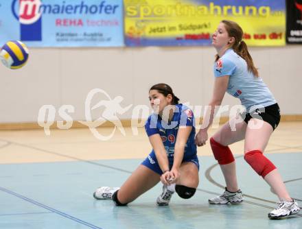 Volleyball MEVZA. ATSC Wildcats gegen HIT Nova Gorica (Slowenien). Kerstin Pichler, Elena Kaaden (Wildcats). Klagenfurt, am 14.11.2007.
Foto: Kuess
---
pressefotos, pressefotografie, kuess, qs, qspictures, sport, bild, bilder, bilddatenbank