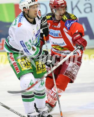 EBEL. Erste Bank Eishockey Bundesliga. KAC gegen Olympia Laibach. Chad Hinz (KAC), Kenny Corupe (Laibach). Klagenfurt, am 15.11.2007.
Foto: Kuess
---
pressefotos, pressefotografie, kuess, qs, qspictures, sport, bild, bilder, bilddatenbank