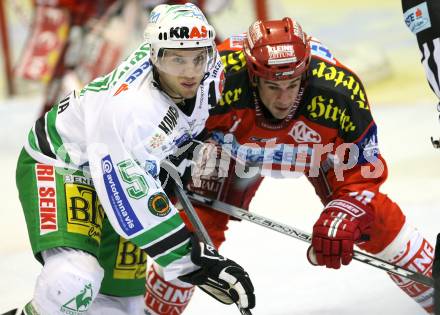 EBEL. Erste Bank Eishockey Bundesliga. KAC gegen Olympia Laibach. Waren Norris (KAC), Kenny Corupe (Laibach). Klagenfurt, am 15.11.2007.
Foto: Kuess
---
pressefotos, pressefotografie, kuess, qs, qspictures, sport, bild, bilder, bilddatenbank