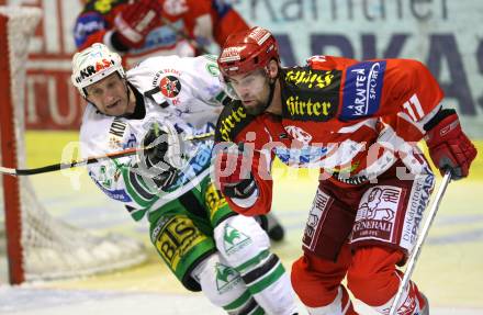 EBEL. Erste Bank Eishockey Bundesliga. KAC gegen Olympia Laibach. Robert Valicevic (KAC), Tomaz Vnuk (Laibach). Klagenfurt, am 15.11.2007.
Foto: Kuess
---
pressefotos, pressefotografie, kuess, qs, qspictures, sport, bild, bilder, bilddatenbank