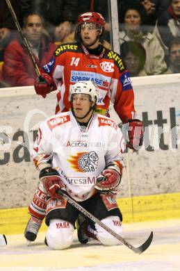 EBEL. Eishockey Bundesliga. KAC gegen HK Acroni Jesenice. Johannes reichel (KAC), Markus Matthiasson (Jesenice). Klagenfurt, am 23.11.2007.
Foto: Kuess
---
pressefotos, pressefotografie, kuess, qs, qspictures, sport, bild, bilder, bilddatenbank