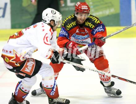 EBEL. Eishockey Bundesliga. KAC gegen HK Acroni Jesenice. Christoph Harand (KAC), Jurij Golicic (Jesenice). Klagenfurt, am 23.11.2007.
Foto: Kuess
---
pressefotos, pressefotografie, kuess, qs, qspictures, sport, bild, bilder, bilddatenbank