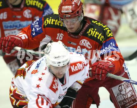 EBEL. Eishockey Bundesliga. KAC gegen HK Acroni Jesenice. Philippe Horsky (KAC), Tomi Hafner (Jesenice). Klagenfurt, am 23.11.2007.
Foto: Kuess
---
pressefotos, pressefotografie, kuess, qs, qspictures, sport, bild, bilder, bilddatenbank