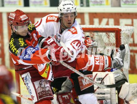 EBEL. Eishockey Bundesliga. KAC gegen HK Acroni Jesenice. Kirk Furey (KAC), Markus Matthiasson (Jesenice). Klagenfurt, am 23.11.2007.
Foto: Kuess
---
pressefotos, pressefotografie, kuess, qs, qspictures, sport, bild, bilder, bilddatenbank