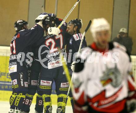 Eishockey Oberliga. Tarco Woelfe gegen ESC Steindorf. Jubel (Steindorf). Klagenfurt, am 24.11.2007.
Foto: Kuess 
---
pressefotos, pressefotografie, kuess, qs, qspictures, sport, bild, bilder, bilddatenbank