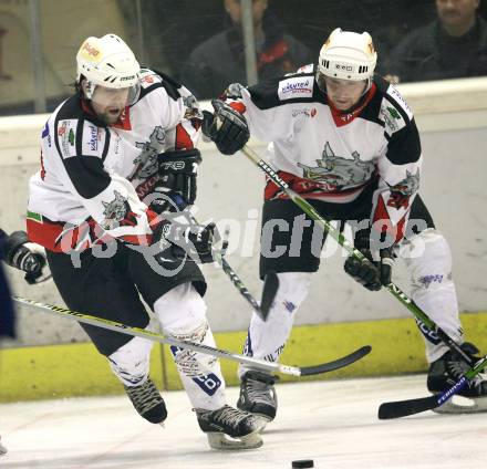 Eishockey Oberliga. Tarco Woelfe gegen ESC Steindorf. Andreas Moschik, Josef Sulzbacher (Tarco). Klagenfurt, am 24.11.2007.
Foto: Kuess 
---
pressefotos, pressefotografie, kuess, qs, qspictures, sport, bild, bilder, bilddatenbank