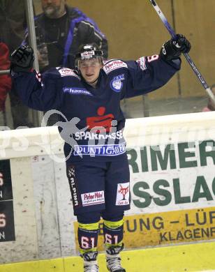 Eishockey Oberliga. Tarco Woelfe gegen ESC Steindorf. Torjubel Christopher Frei (Steindorf). Klagenfurt, am 24.11.2007.
Foto: Kuess 
---
pressefotos, pressefotografie, kuess, qs, qspictures, sport, bild, bilder, bilddatenbank