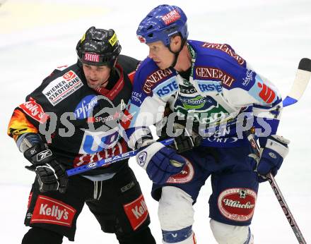 EBEL. Eishockey Bundesliga. VSV gegen Vienna Capitals. Mike Stewart (VSV), Sean Selmser (Caps). Villach, am 25.11.2007.
Foto: Kuess 
---
pressefotos, pressefotografie, kuess, qs, qspictures, sport, bild, bilder, bilddatenbank