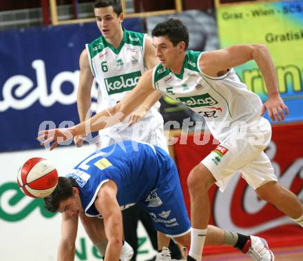 Basketball Bundesliga. Woerthersee Piraten gegen Oberwart Gunners. Selmir Husanovic, Marco Breithuber (Piraten), Hannes Artner (Oberwart). Klagenfurt, am 28.11.2007.
Foto: Kuess
---
pressefotos, pressefotografie, kuess, qs, qspictures, sport, bild, bilder, bilddatenbank