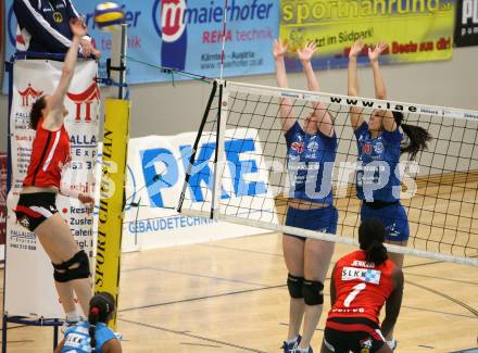 Volleyball CEV Cup. ATSC Wildcats gegen Zeiler Koeniz (Schweiz). Katharina Grafenauer, Mojca Dolinar (Wildcats). Klagenfurt, am 1.12.2007.
Foto: Kuess
---
pressefotos, pressefotografie, kuess, qs, qspictures, sport, bild, bilder, bilddatenbank