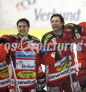 EBEL. Erste Bank Eishockey Bundesliga. KAC gegen EHC Graz 99ers. Freude beim KAC. Franz Wilfan, Christoph Harand (KAC). Klagenfurt, am 2.12.2007.
Foto: Kuess
---
pressefotos, pressefotografie, kuess, qs, qspictures, sport, bild, bilder, bilddatenbank