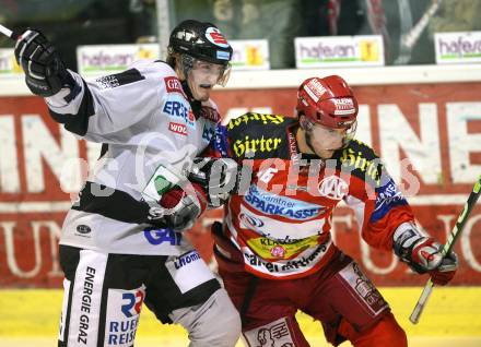 EBEL. Erste Bank Eishockey Bundesliga. KAC gegen EHC Graz 99ers. Christoph Ibounig (KAC), Stefan Pittl (Graz). Klagenfurt, am 2.12.2007.
Foto: Kuess
---
pressefotos, pressefotografie, kuess, qs, qspictures, sport, bild, bilder, bilddatenbank