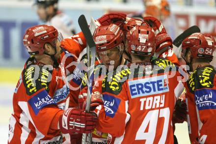 EBEL. Erste Bank Eishockey Bundesliga. KAC gegen EHC Graz 99ers. Torjubel (KAC). Klagenfurt, am 2.12.2007.
Foto: Kuess
---
pressefotos, pressefotografie, kuess, qs, qspictures, sport, bild, bilder, bilddatenbank