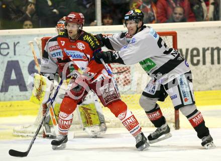 EBEL. Erste Bank Eishockey Bundesliga. KAC gegen EHC Graz 99ers. Gregor Hager(KAC), Doug Nolan (Graz). Klagenfurt, am 2.12.2007.
Foto: Kuess
---
pressefotos, pressefotografie, kuess, qs, qspictures, sport, bild, bilder, bilddatenbank