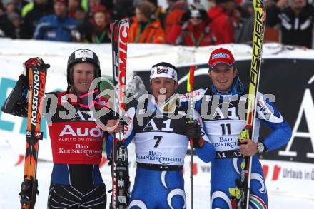 Schi Weltcup. Riesentorlauf. Ted Ligerty (USA), Massimiliano Blardone (ITA), Manfred Moelgg (ITA). Bad Kleinkirchheim, am 8.12.2007.
Foto: Kuess
---
pressefotos, pressefotografie, kuess, qs, qspictures, sport, bild, bilder, bilddatenbank