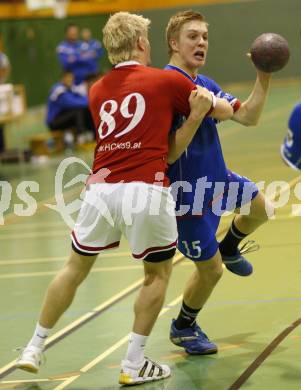 Handball Bundesliga. SC Ferlach gegen HCK 59.  Marian Klopcic (Ferlach), Thomas Kandolf (HCK). Ferlach, am 15.12.2007.
Foto: Kuess
---
pressefotos, pressefotografie, kuess, qs, qspictures, sport, bild, bilder, bilddatenbank