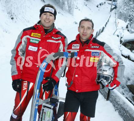 Rodeln. Oesterreichische Meisterschaft. Training.  Hilgarter Guido (ATUS Ferndorf) Huber Jan (ASVOE Rosenau). Frantschach, am 29.12.2007
Foto: Kuess
---
pressefotos, pressefotografie, kuess, qs, qspictures, sport, bild, bilder, bilddatenbank