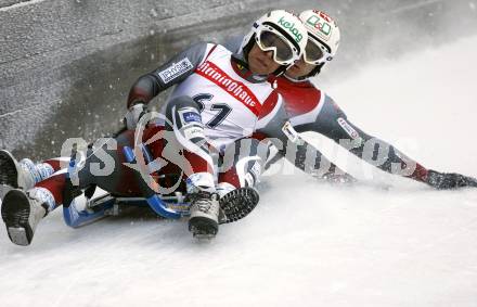 Rodeln. Oesterreichische Meisterschaft. Training.  Christian Schatz (WSV Frantschach), Gerhard Muehlbacher (RV Golling). Frantschach, am 29.12.2007
Foto: Kuess
---
pressefotos, pressefotografie, kuess, qs, qspictures, sport, bild, bilder, bilddatenbank