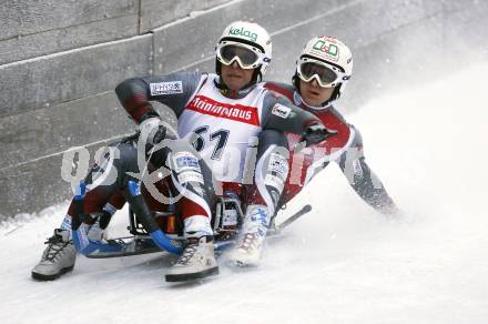 Rodeln. Oesterreichische Meisterschaft. Christian Schatz (WSV Frantschach, Kaernten), Gerhard Muehlbacher (RV Golling, Salzburg). Frantschach, am 29.12.2007
Foto: Kuess
---
pressefotos, pressefotografie, kuess, qs, qspictures, sport, bild, bilder, bilddatenbank