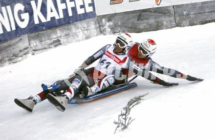 Rodeln. Oesterreichische Meisterschaft. Christian Schatz (WSV Frantschach, Kaernten), Gerhard Muehlbacher (RV Golling, Salzburg). Frantschach, am 29.12.2007
Foto: Kuess
---
pressefotos, pressefotografie, kuess, qs, qspictures, sport, bild, bilder, bilddatenbank