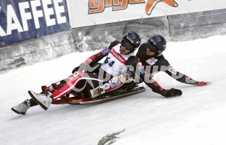 Rodeln. Oesterreichische Meisterschaft. Martin Mayerhofer (TSV Preitenegg, Kaernten), Siegi Truppe (ASKOE Finkenstein, Kaernten). Frantschach, am 29.12.2007
Foto: Kuess
---
pressefotos, pressefotografie, kuess, qs, qspictures, sport, bild, bilder, bilddatenbank