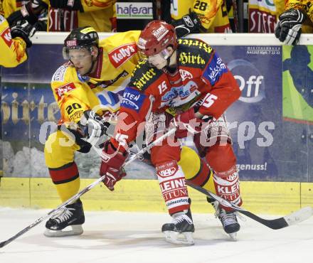 EBEL. Erste Bank Eishockey Bundesliga. KAC gegen Vienna Capitals. Paul Schellander (KAC), Peter Casparsson (Caps). Klagenfurt, am 30.12.2007.
Foto: Kuess
---
pressefotos, pressefotografie, kuess, qs, qspictures, sport, bild, bilder, bilddatenbank