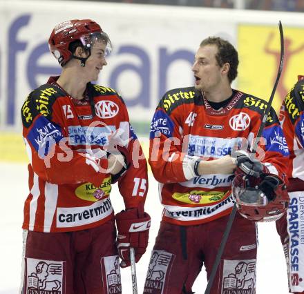 EBEL. Erste Bank Eishockey Bundesliga. KAC gegen Vienna Capitals. Paul Schellander, Christoph Ibounig (KAC). Klagenfurt, am 30.12.2007.
Foto: Kuess
---
pressefotos, pressefotografie, kuess, qs, qspictures, sport, bild, bilder, bilddatenbank