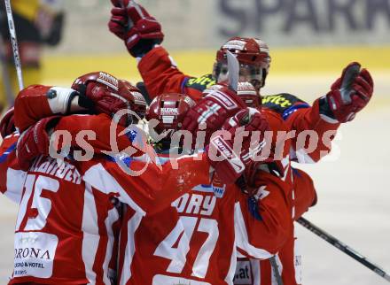 EBEL. Erste Bank Eishockey Bundesliga. KAC gegen Vienna Capitals. Torjubel KAC. Klagenfurt, am 30.12.2007.
Foto: Kuess
---
pressefotos, pressefotografie, kuess, qs, qspictures, sport, bild, bilder, bilddatenbank