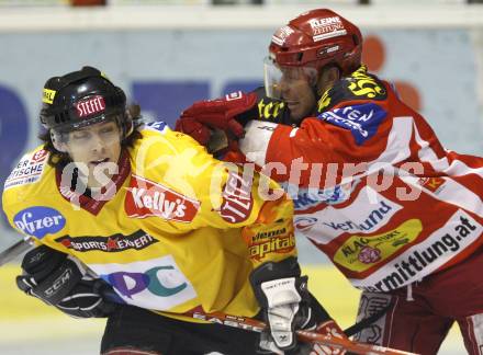 EBEL. Erste Bank Eishockey Bundesliga. KAC gegen Vienna Capitals. Jeremy Rebek (KAC), David Rodman (Caps). Klagenfurt, am 30.12.2007.
Foto: Kuess
---
pressefotos, pressefotografie, kuess, qs, qspictures, sport, bild, bilder, bilddatenbank