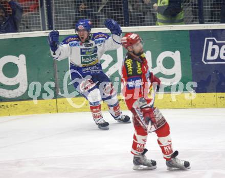 EBEL. Eishockey Bundesliga. VSV gegen KAC. Jubel Roland Kaspitz(VSV), Robert Valicevic (KAC). Villach, am 4.1.2008.
Foto: Kuess
---
pressefotos, pressefotografie, kuess, qs, qspictures, sport, bild, bilder, bilddatenbank