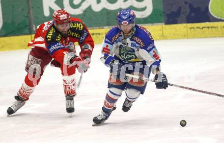 EBEL. Eishockey Bundesliga. VSV gegen KAC. Wolfgang Kromp (VSV), Robert Valicevic (KAC). Villach, am 4.1.2008.
Foto: Kuess
---
pressefotos, pressefotografie, kuess, qs, qspictures, sport, bild, bilder, bilddatenbank