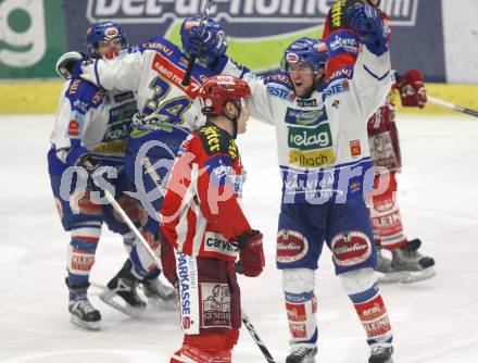 EBEL. Eishockey Bundesliga. VSV gegen KAC. Torjubel Roland Kaspitz (VSV). Villach, am 4.1.2008.
Foto: Kuess
---
pressefotos, pressefotografie, kuess, qs, qspictures, sport, bild, bilder, bilddatenbank