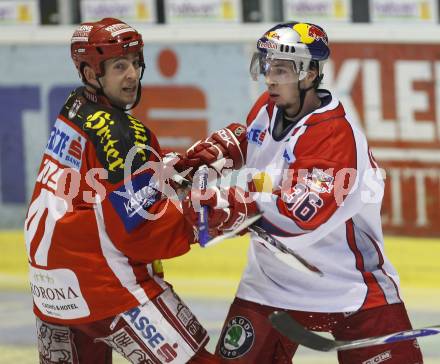 EBEL. Eishockey Bundesliga. KAC gegen EC Red Bull Salzburg. Jeffrey Tory (KAC), Marco Pewal (Salzburg). Klagenfurt, am 6.1.2008.
Foto: Kuess
---
pressefotos, pressefotografie, kuess, qs, qspictures, sport, bild, bilder, bilddatenbank