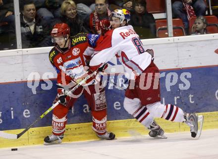 EBEL. Eishockey Bundesliga. KAC gegen EC Red Bull Salzburg. Paer Arlbrandt (KAC), Philipp Pinter (Salzburg). Klagenfurt, am 6.1.2008.
Foto: Kuess
---
pressefotos, pressefotografie, kuess, qs, qspictures, sport, bild, bilder, bilddatenbank