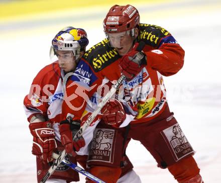 EBEL. Eishockey Bundesliga. KAC gegen EC Red Bull Salzburg. Chad Hinz (KAC), Marco Pewal (Salzburg). Klagenfurt, am 6.1.2008.
Foto: Kuess
---
pressefotos, pressefotografie, kuess, qs, qspictures, sport, bild, bilder, bilddatenbank