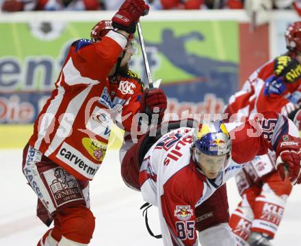 EBEL. Eishockey Bundesliga. KAC gegen EC Red Bull Salzburg. Robert Valicevic (KAC), Philipp Pinter (Salzburg). Klagenfurt, am 6.1.2008.
Foto: Kuess
---
pressefotos, pressefotografie, kuess, qs, qspictures, sport, bild, bilder, bilddatenbank