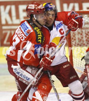 EBEL. Eishockey Bundesliga. KAC gegen EC Red Bull Salzburg. Johannes Kirisits (KAC), Dieter Kalt (Salzburg). Klagenfurt, am 6.1.2008.
Foto: Kuess
---
pressefotos, pressefotografie, kuess, qs, qspictures, sport, bild, bilder, bilddatenbank