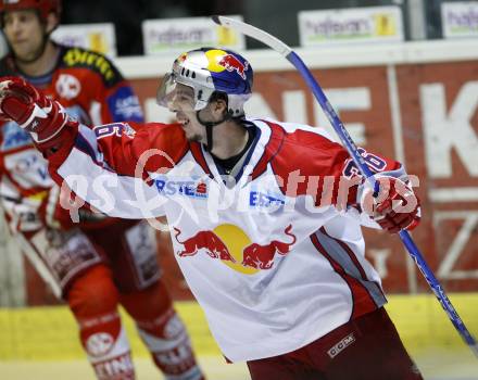 EBEL. Eishockey Bundesliga. KAC gegen EC Red Bull Salzburg. Torjubel Marco Pewal (Salzburg). Klagenfurt, am 6.1.2008.
Foto: Kuess
---
pressefotos, pressefotografie, kuess, qs, qspictures, sport, bild, bilder, bilddatenbank