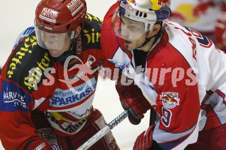 EBEL. Eishockey Bundesliga. KAC gegen EC Red Bull Salzburg. Chad Hinz (KAC), Thomas Koch (Salzburg). Klagenfurt, am 6.1.2008.
Foto: Kuess
---
pressefotos, pressefotografie, kuess, qs, qspictures, sport, bild, bilder, bilddatenbank