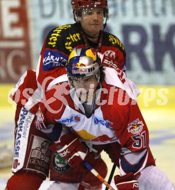 EBEL. Eishockey Bundesliga. KAC gegen EC Red Bull Salzburg. Kirk Furey (KAC), Matthias Trattnig (Salzburg). Klagenfurt, am 6.1.2008.
Foto: Kuess
---
pressefotos, pressefotografie, kuess, qs, qspictures, sport, bild, bilder, bilddatenbank