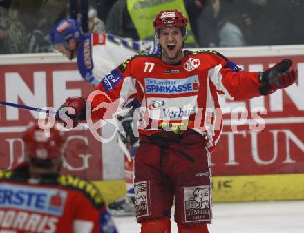 EBEL. Eishockey Bundesliga. VSV gegen KAC.Torjubel Gregor Hager (KAC). Villach, am 11.1.2008.
Foto: Kuess
---
pressefotos, pressefotografie, kuess, qs, qspictures, sport, bild, bilder, bilddatenbank