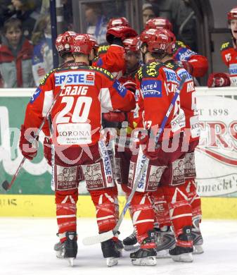 EBEL. Eishockey Bundesliga. VSV gegen KAC. Torjubel (KAC). Villach, am 11.1.2008.
Foto: Kuess
---
pressefotos, pressefotografie, kuess, qs, qspictures, sport, bild, bilder, bilddatenbank