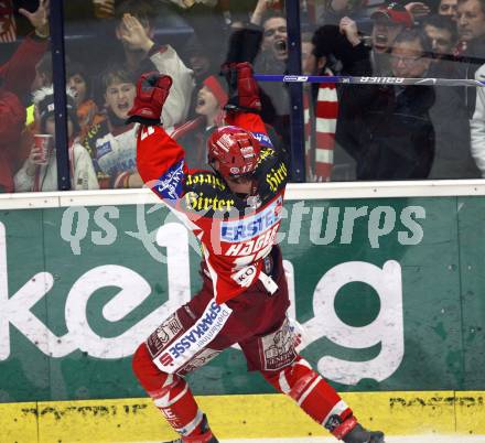 EBEL. Eishockey Bundesliga. VSV gegen KAC. Torjubel Gregor Hager (KAC). Villach, am 11.1.2008.
Foto: Kuess
---
pressefotos, pressefotografie, kuess, qs, qspictures, sport, bild, bilder, bilddatenbank