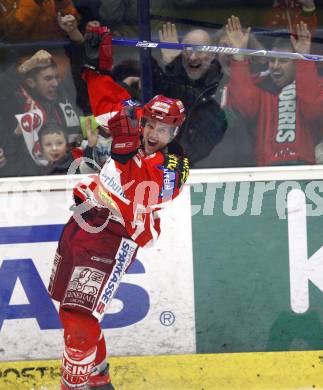 EBEL. Eishockey Bundesliga. VSV gegen KAC. Torjubel Gregor Hager (KAC). Villach, am 11.1.2008.
Foto: Kuess
---
pressefotos, pressefotografie, kuess, qs, qspictures, sport, bild, bilder, bilddatenbank