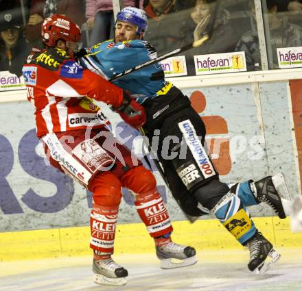 EBEL. Eishockey Bundesliga. KAC gegen EHC Liwest Linz. Johannes Reichel (KAC). Brad Tiley (Linz). Klagenfurt, am 13.1.2008.
Foto: Kuess
---
pressefotos, pressefotografie, kuess, qs, qspictures, sport, bild, bilder, bilddatenbank