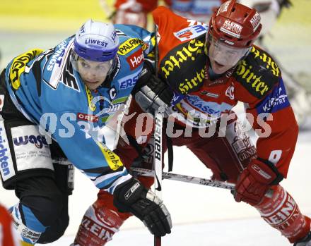 EBEL. Eishockey Bundesliga. KAC gegen EHC Liwest Linz. Chad Hinz (KAC). Philipp Lukas (Linz). Klagenfurt, am 13.1.2008.
Foto: Kuess
---
pressefotos, pressefotografie, kuess, qs, qspictures, sport, bild, bilder, bilddatenbank