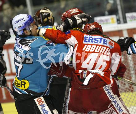 EBEL. Eishockey Bundesliga. KAC gegen EHC Liwest Linz. Schlaegerei, Rauferei. Christoph Ibounig (KAC). Gerd Gruber  (Linz). Klagenfurt, am 13.1.2008.
Foto: Kuess
---
pressefotos, pressefotografie, kuess, qs, qspictures, sport, bild, bilder, bilddatenbank