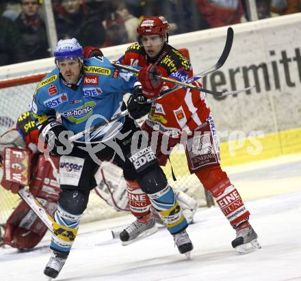 EBEL. Eishockey Bundesliga. KAC gegen EHC Liwest Linz. Johannes Reichel (KAC). Martin Hohenberger (Linz). Klagenfurt, am 13.1.2008.
Foto: Kuess
---
pressefotos, pressefotografie, kuess, qs, qspictures, sport, bild, bilder, bilddatenbank