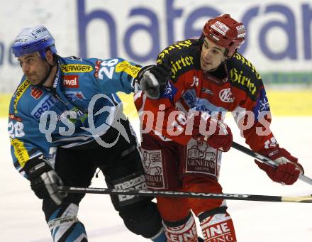 EBEL. Eishockey Bundesliga. KAC gegen EHC Liwest Linz. Warren Norris (KAC). Brad Tiley (Linz). Klagenfurt, am 13.1.2008.
Foto: Kuess
---
pressefotos, pressefotografie, kuess, qs, qspictures, sport, bild, bilder, bilddatenbank