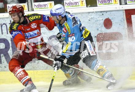 EBEL. Eishockey Bundesliga. KAC gegen EHC Liwest Linz. Johannes Reichel (KAC). Christian Perthaler (Linz). Klagenfurt, am 13.1.2008.
Foto: Kuess
---
pressefotos, pressefotografie, kuess, qs, qspictures, sport, bild, bilder, bilddatenbank